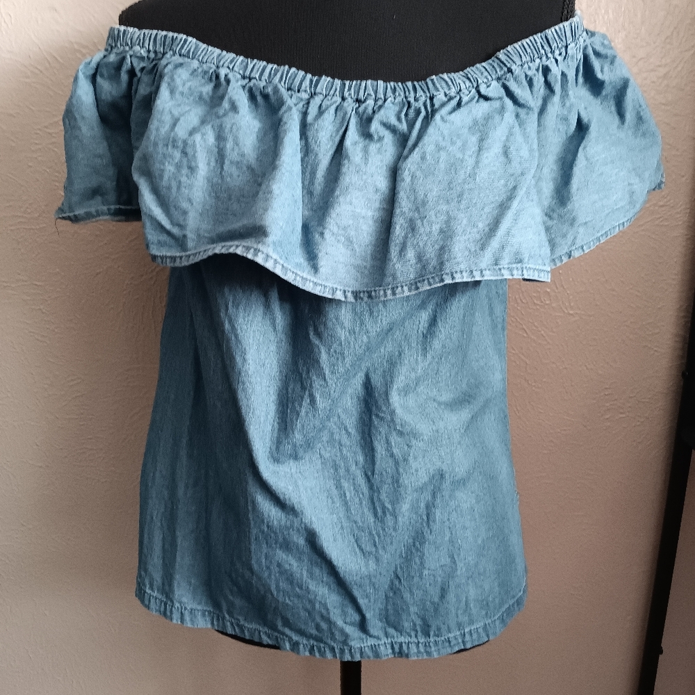 Blue Off-Shoulder Top